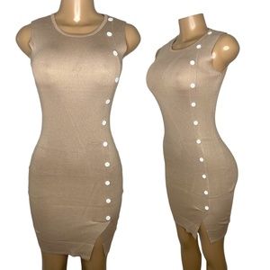 NWT Women Sexy Bodycom Beige Dress Size S/M Bandage Style Sleveless Dress